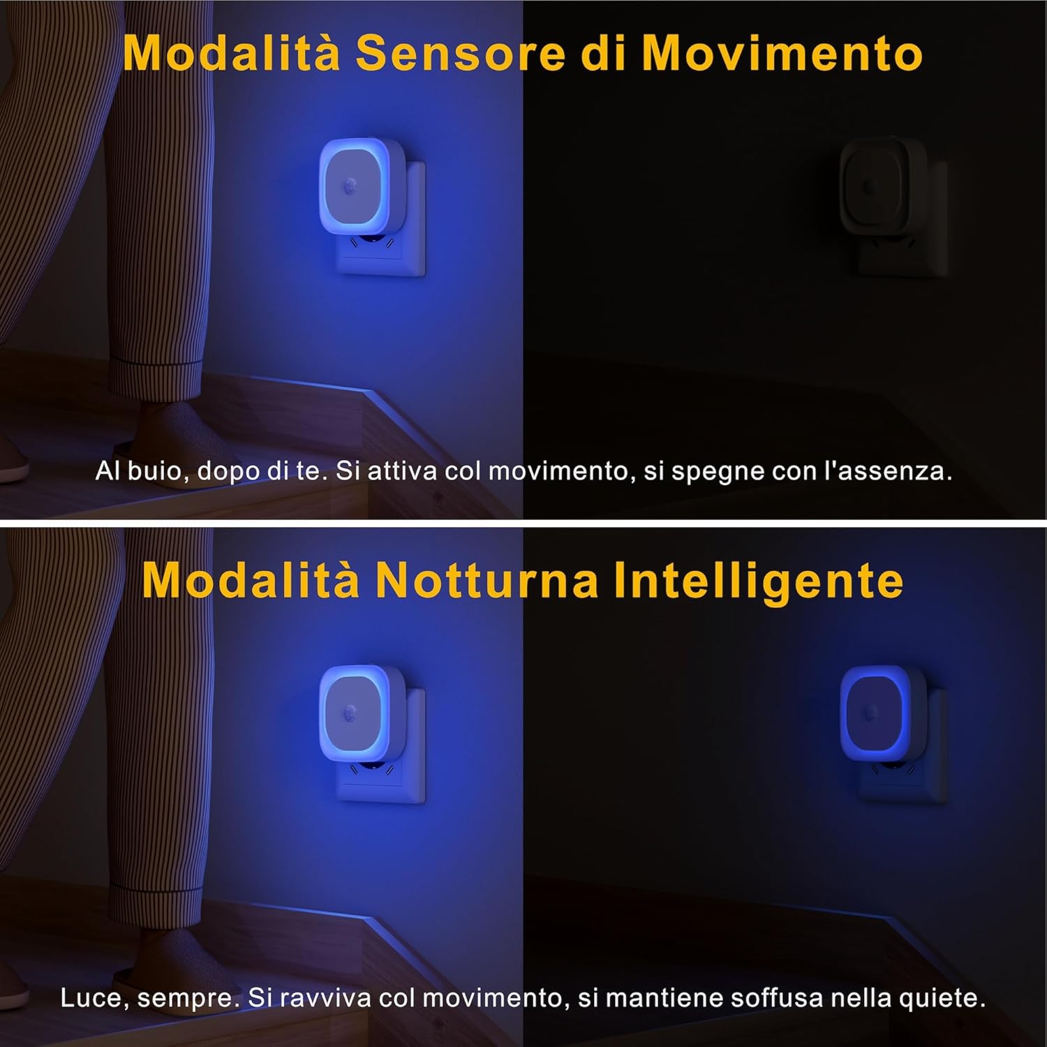 Thumbnail 3 de YUNLEX Luce Notturna da Presa con Sensore di Movimento (2 pezzi) – luci notturne dimmerabili blu
