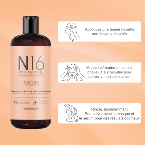 Thumbnail 4 de Shampooing Bio Ricin N16 professionnel 500 ml — accélérateur de pousse