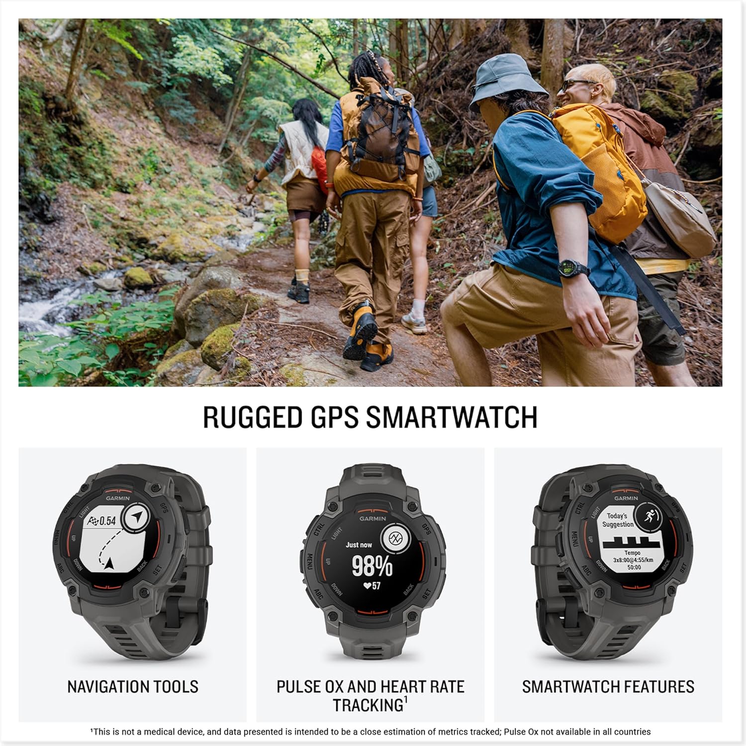 Thumbnail 1 de Garmin Instinct E 45 mm rugged GPS smartwatch (Black Bezel, Charcoal band)