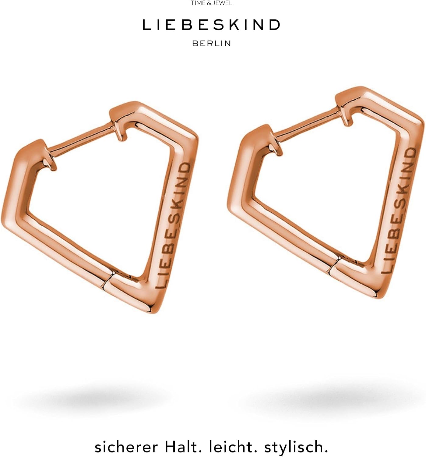 Detalle de LIEBESKIND BERLIN Damen Ohrringe – Geometrisch & Dreieckig, Edelstahl rosévergoldet
