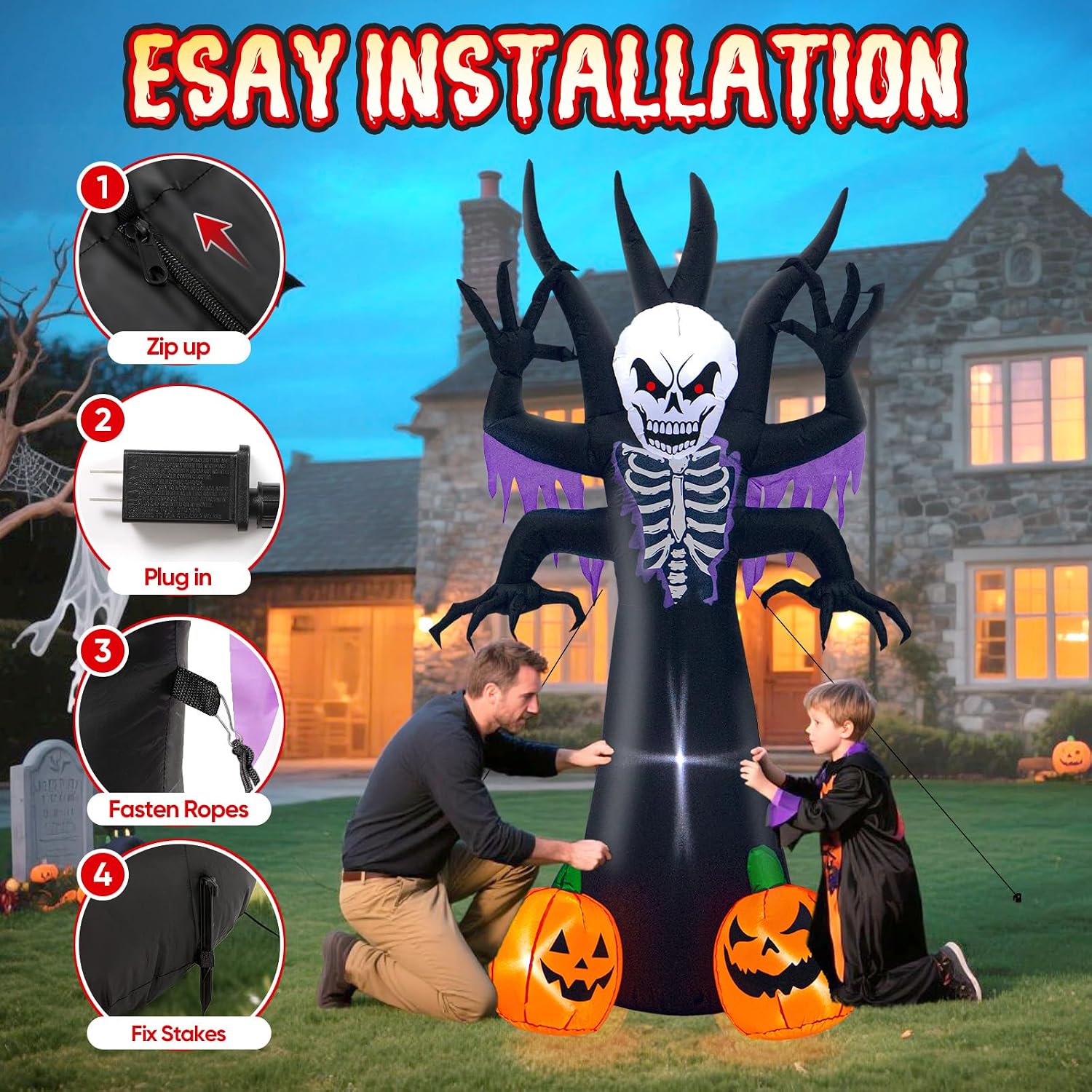 Thumbnail 4 de Toiyjofe Skeleton Tree 8-Foot Halloween Inflatable with LED Lights