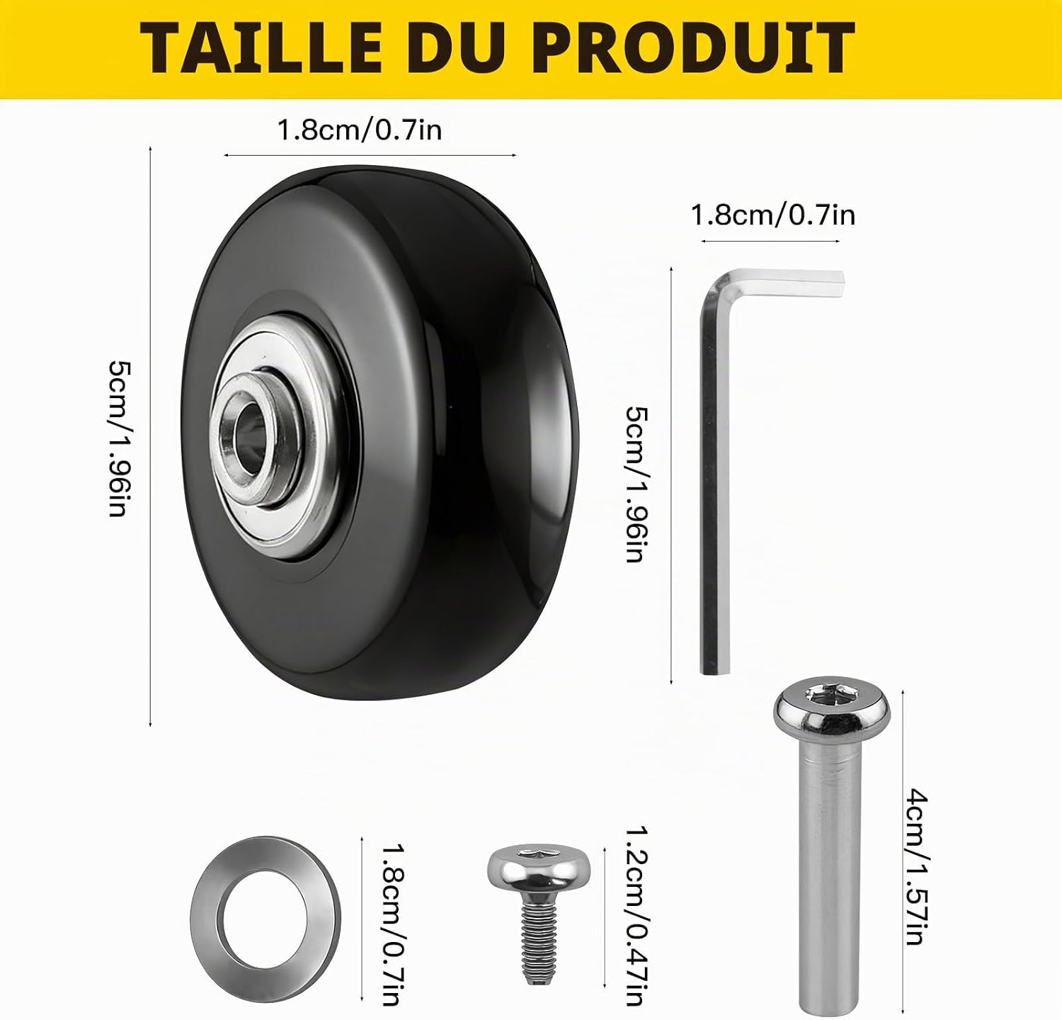 Detalle 2 de LINLINOI reservewielen voor koffers, 4 stuks in rubber, 50 x 18 mm