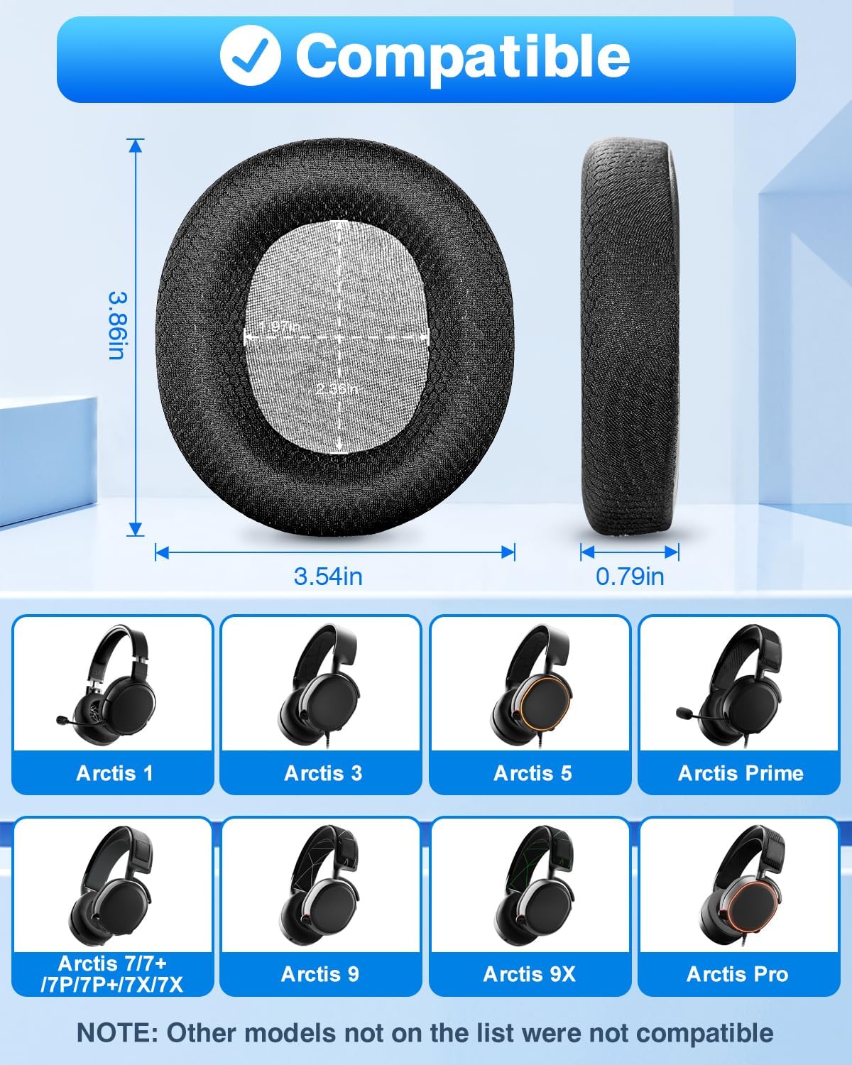 Thumbnail 1 de Link Dream coussinets de remplacement pour casques SteelSeries Arctis (jusqu’à 7/9/Pro/Prime) – noir