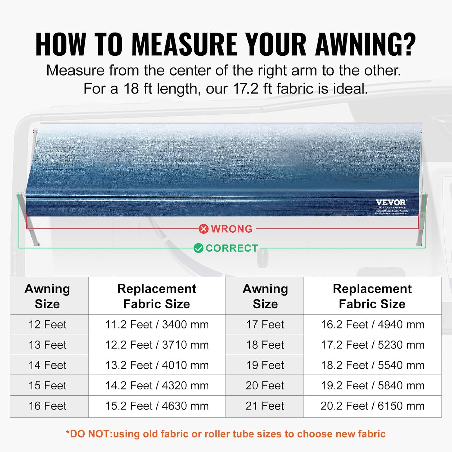 Detalle 1 de VEVOR RV Awning Fabric Replacement, 17'2