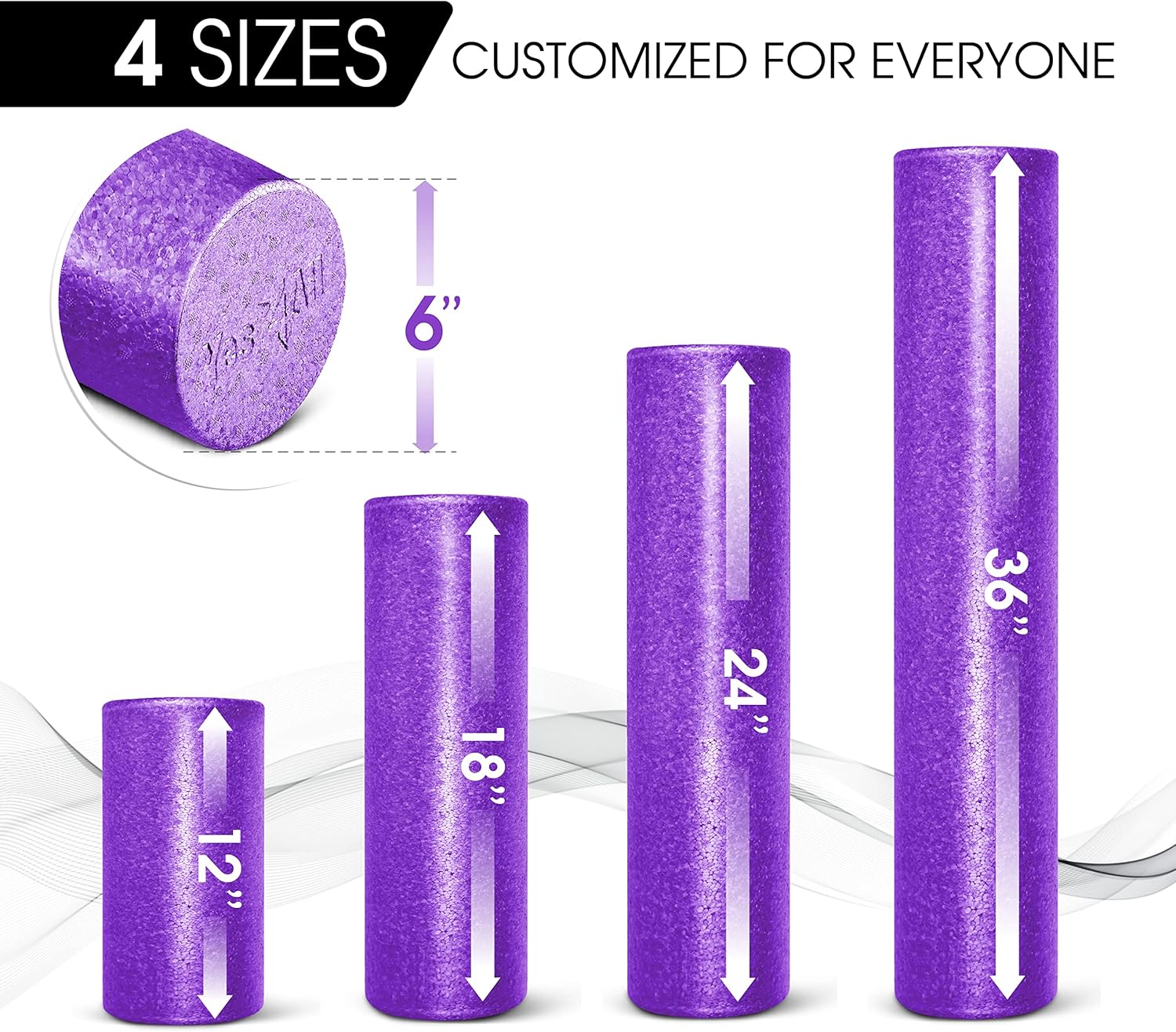 Detalle 2 de Yes4All High-Density EPP Round Back Roller Foam – 30, 45, 60 & 90 cm