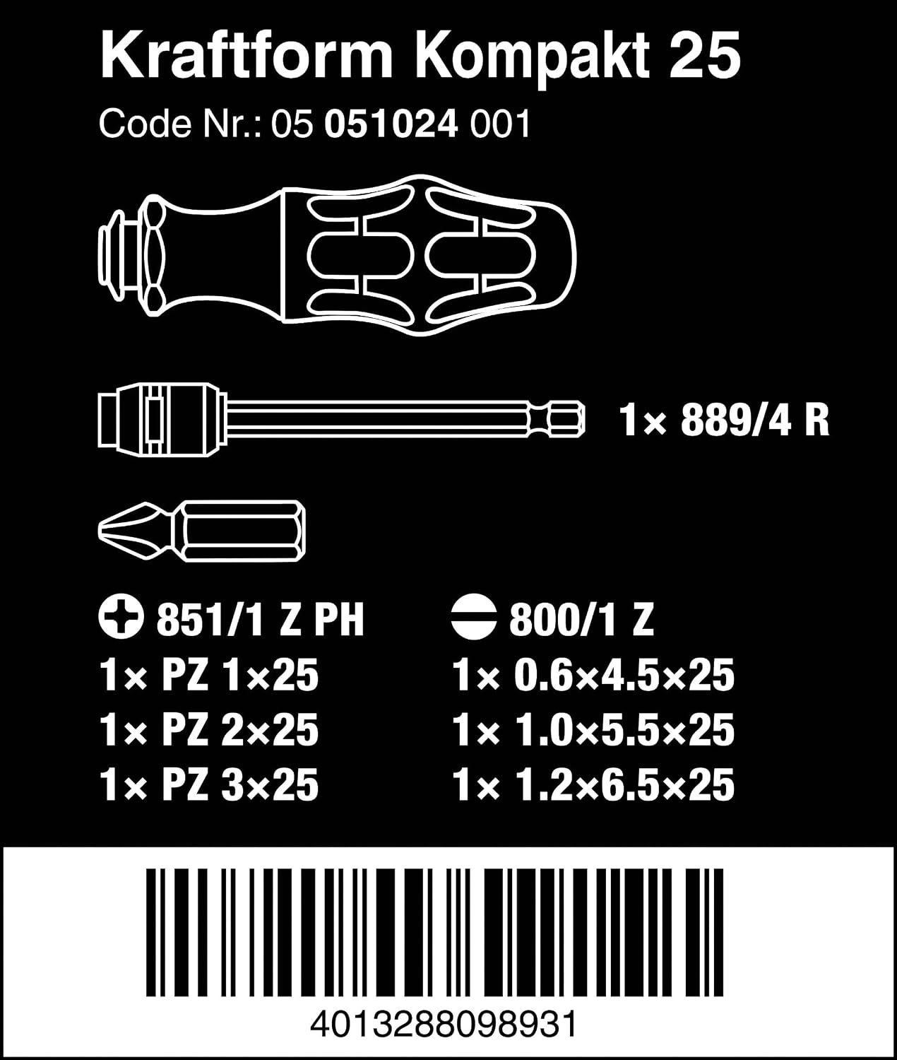 Detalle 2 de Wera 05051024001 KK 25 ビットホルダードライバー 7-in-1 伸縮式ブレード・マイナス/プラス対応