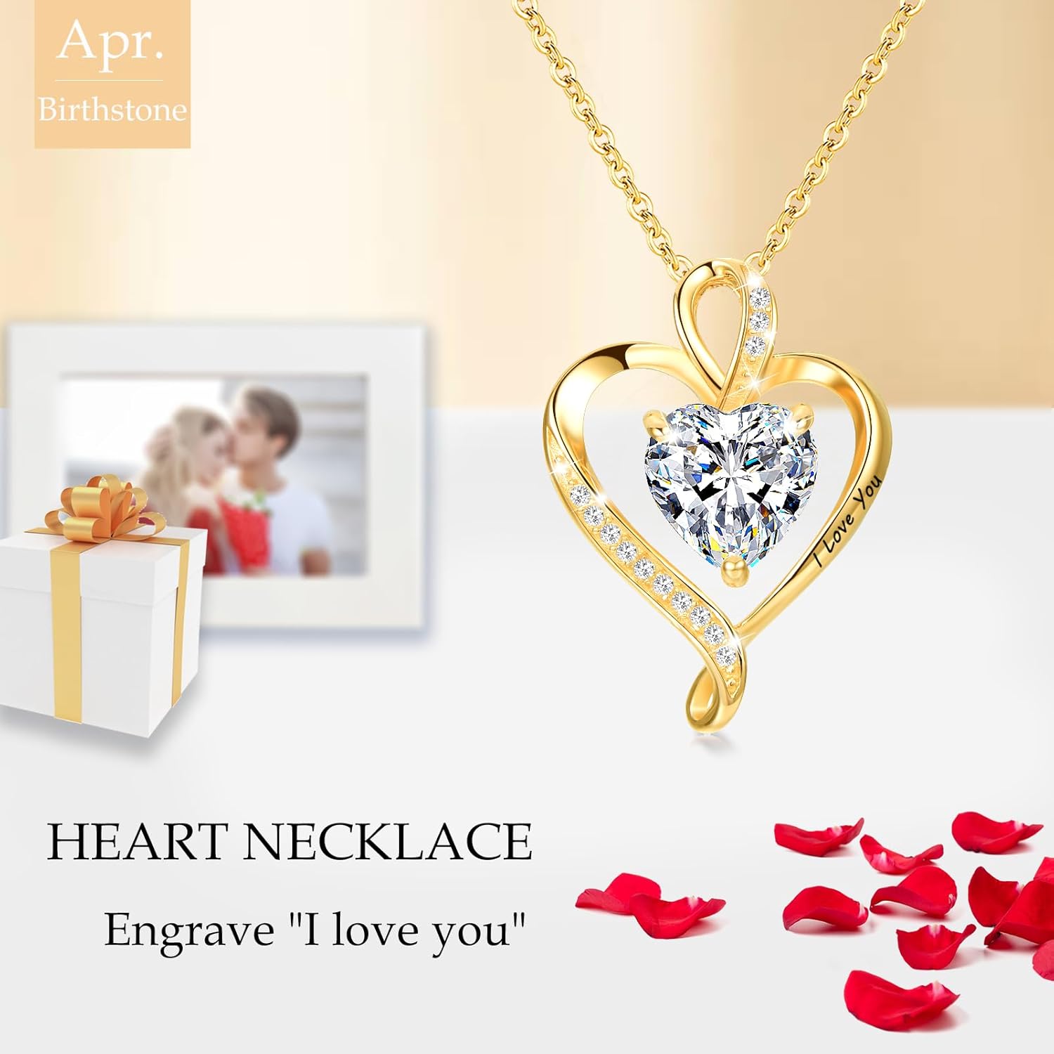 Thumbnail 2 de LAVUMO Herz Kette Damen – Halskette mit Herz-Infinity Anhänger, I love you, Gold-/Weißgold-/Rosa-Beschichtung (925/Messing) – Geschenkidee
