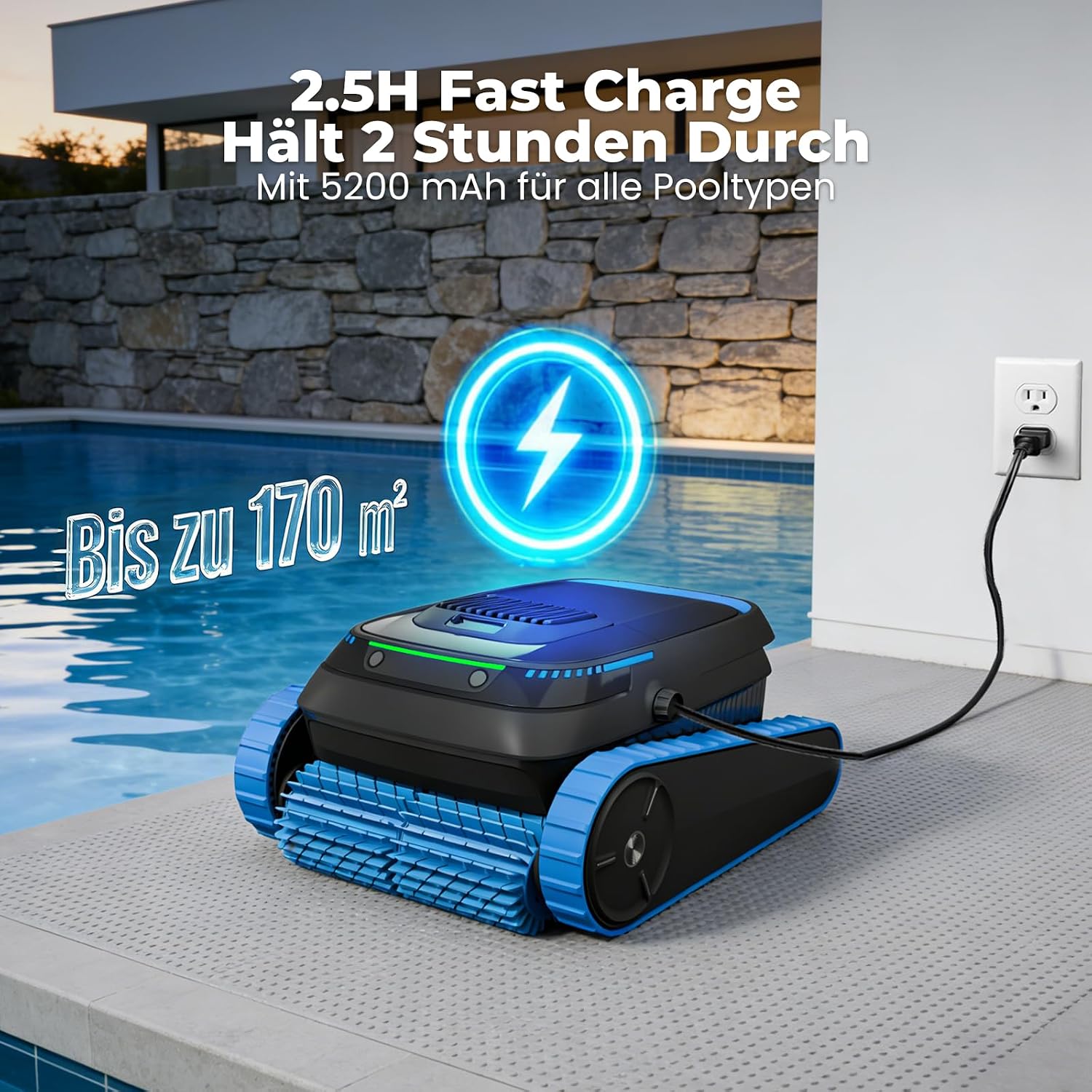 Thumbnail 6 de BOTLUXE PC20 Poolroboter (2026 Upgrade) mit App-Steuerung, Boden-, Wand- & Wasserlinienreinigung für Pools bis 170 m²