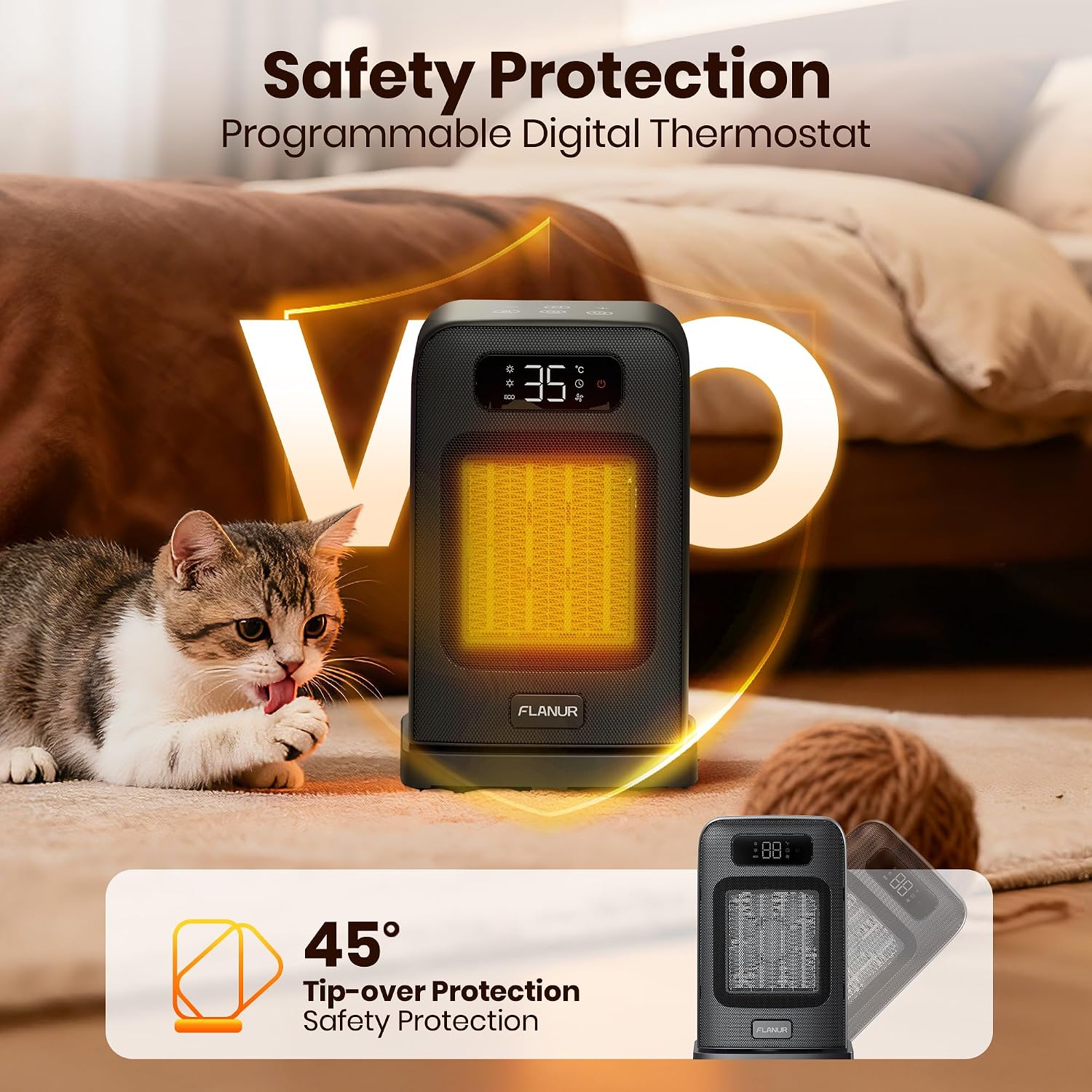 Thumbnail 2 de FLANUR Electric heater 1500W with remote