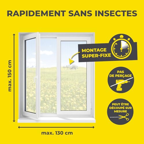 Detalle de EASYmaxx Moustiquaire de fenêtre avec fixation magnétique innovante – jusqu’à 130 x 150 cm