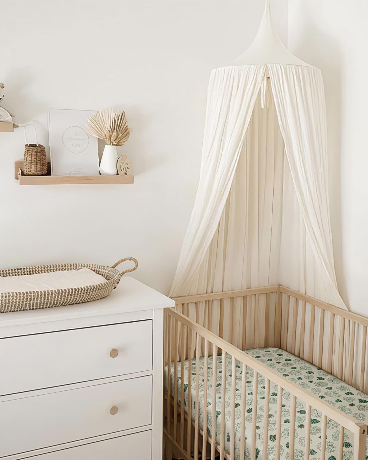 Thumbnail 2 de Blissful Diary Muslin Crib Sheets (2-Pack) for Standard Crib Mattress, Boho Neutral Cotton — Monstera & Dark Green