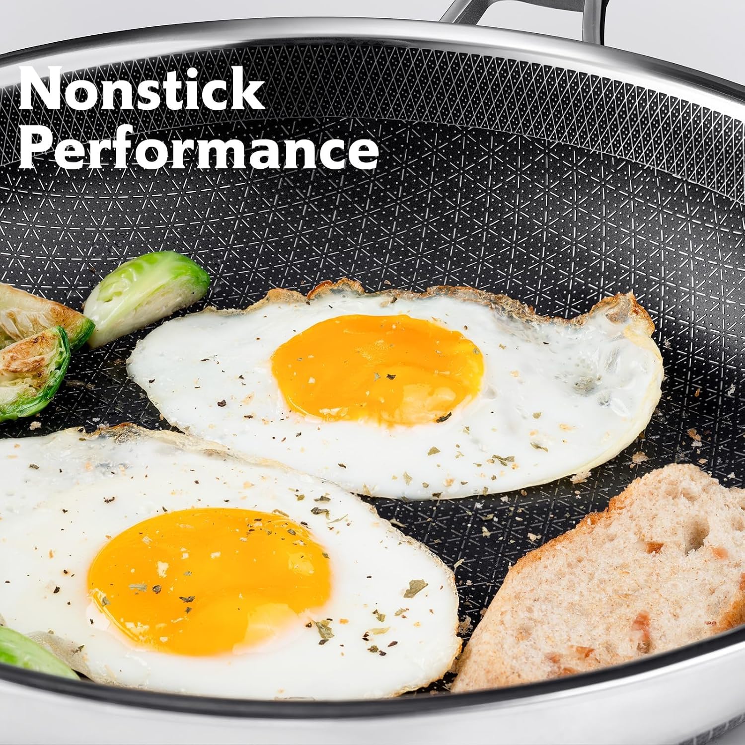 Detalle de LIVEFO SC28LID 12-Inch Stainless Steel Non-Stick Frying Pan with Lid