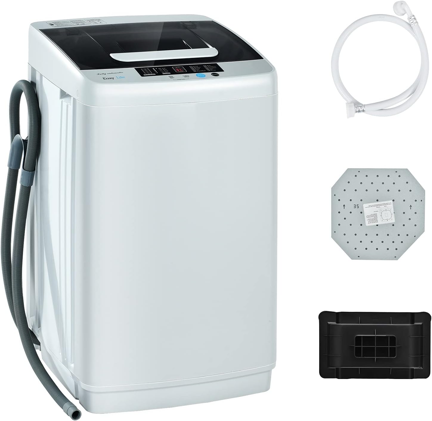 Detalle de COSTWAY 24640US-CYPE Portable Top-Load Washer, 8.8 lb, Drain Pump