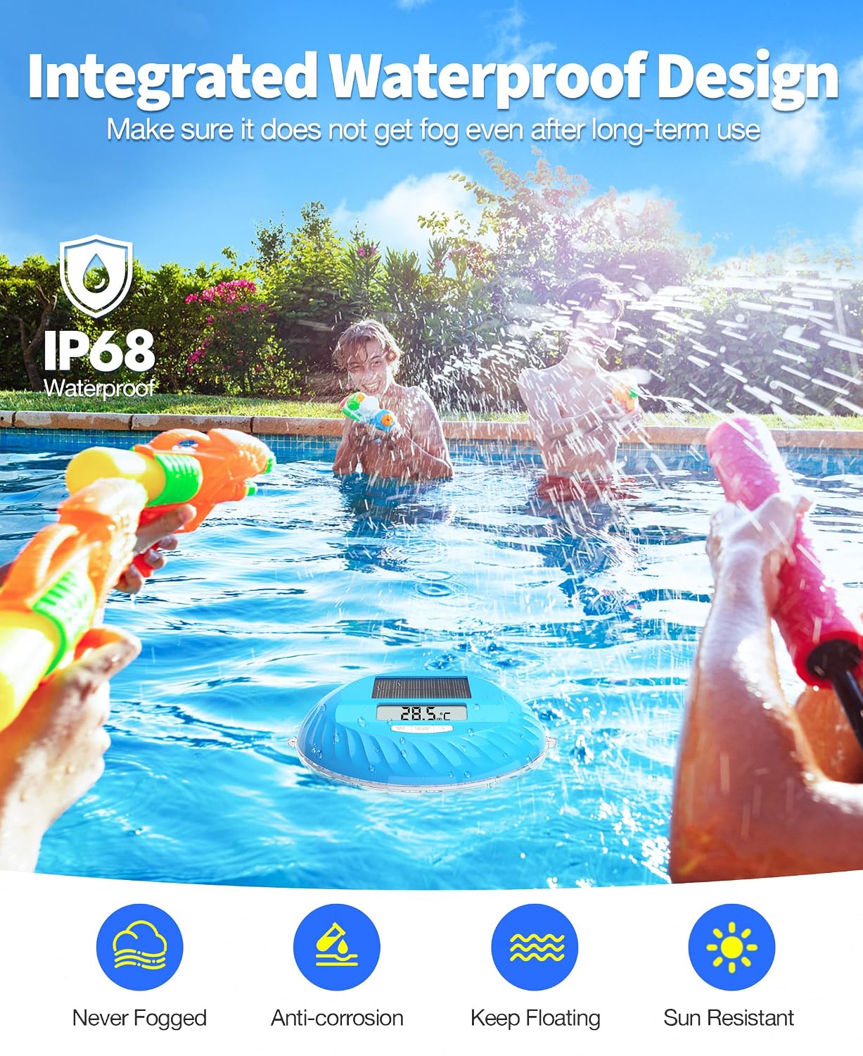 Thumbnail 4 de LuxBlue 2 en 1: Thermomètre de piscine solaire et lampe d’ambiance flottante IP68