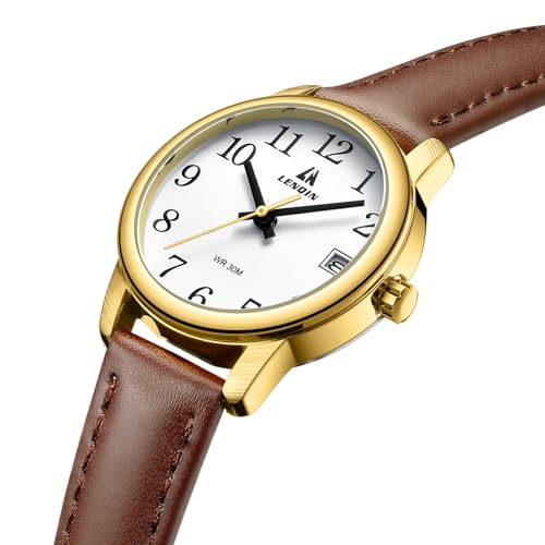 Detalle de LN LENQIN Montre Femme Quartz Étanche - Bracelet Cuir 30 mm