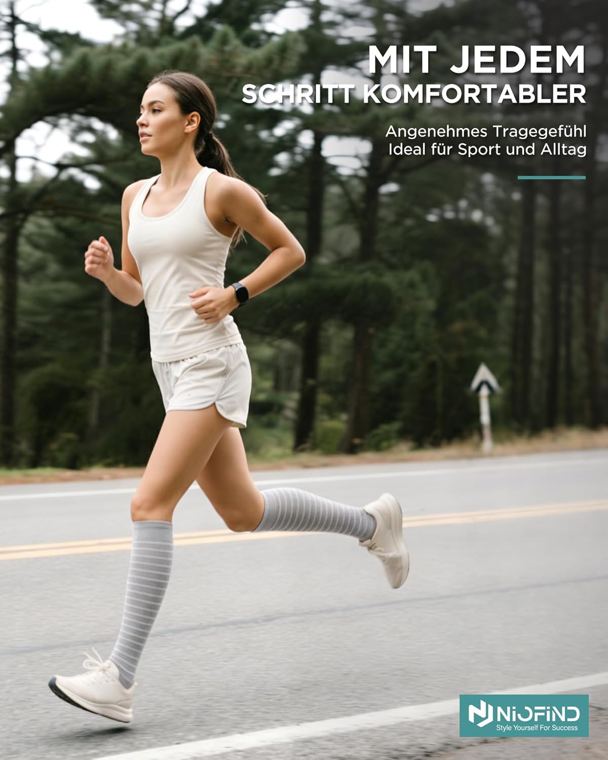 Thumbnail 6 de Niofind Kompressionsstrümpfe (2 Paar, bis zum Knie) für Damen & Herren – 65% Baumwolle, 20–30 mmHg