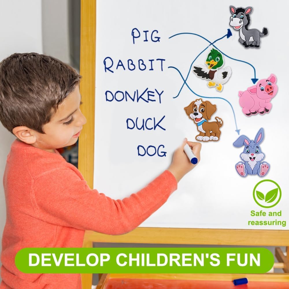 Detalle de XIMISHOP 12PCS Animal Fridge Magnets for Kids – farm animal 3D magnets for Montessori-style learning