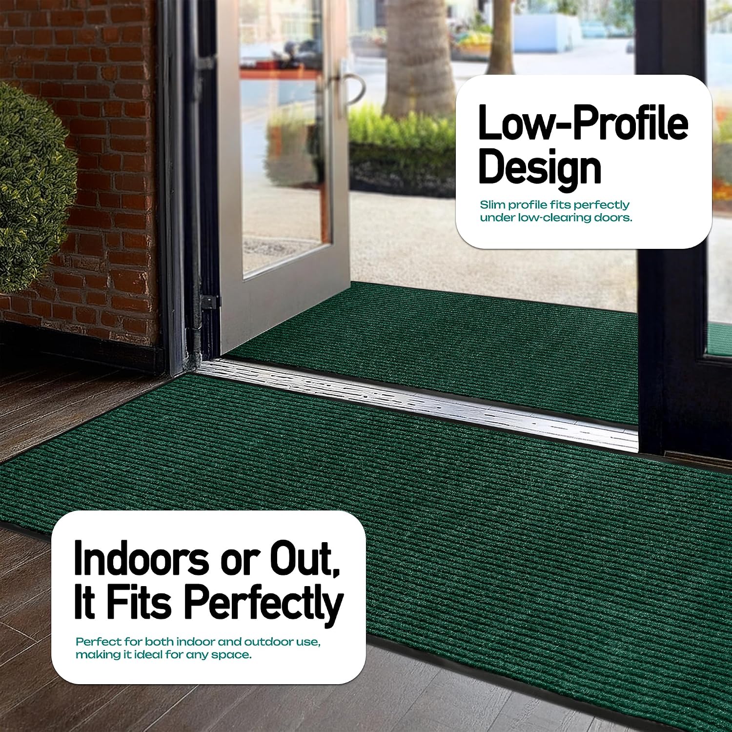 Detalle 2 de LuxUrux Striped Green 4 x 10 Feet Door Mat, Waterproof, Low-Profile Runner