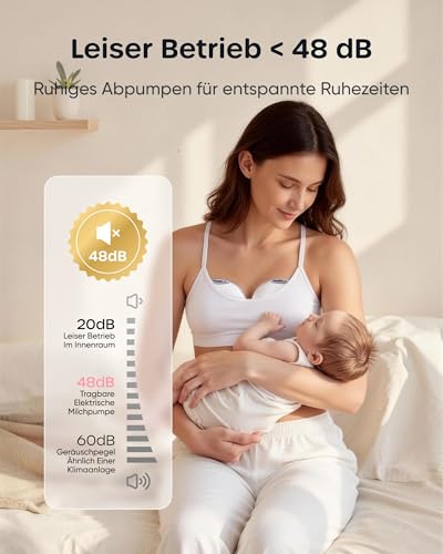Thumbnail 6 de Nuliie Milchpumpe Elektrisch Tragbare S32 (2 Packs, Milchweiß) – kompakte Freihand-Pumpe mit 9 Stufen und 4 Modi