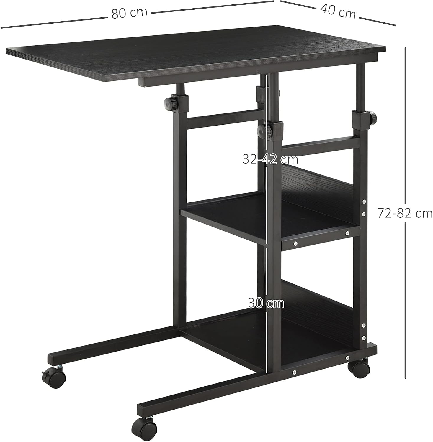 Detalle 1 de HOMCOM Mesa Auxiliar 80x40 cm 72-82 cm