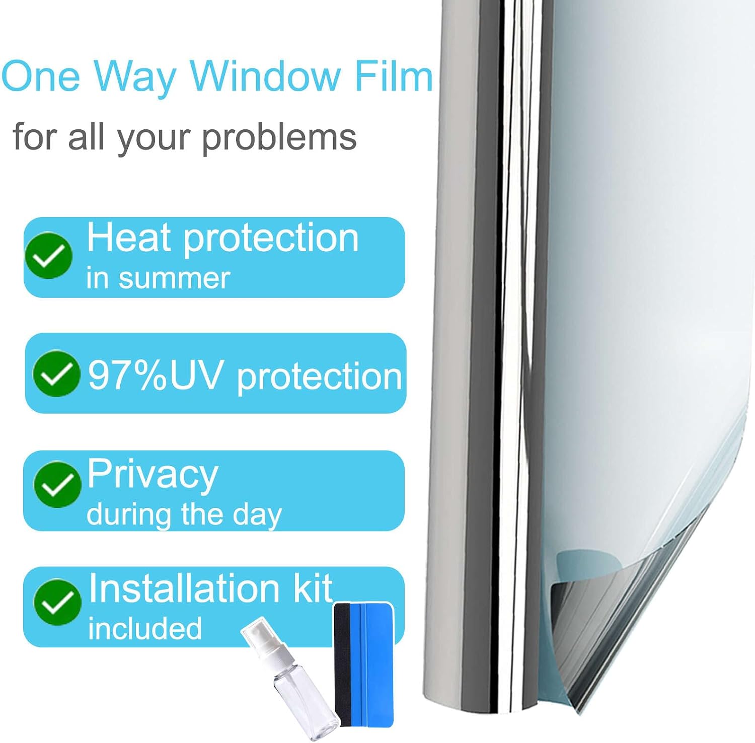 Thumbnail 5 de Folizent One Way Clear Window Film Privacy 75x400cm – Heat Reflective, UV Blocking, Anti-Glare
