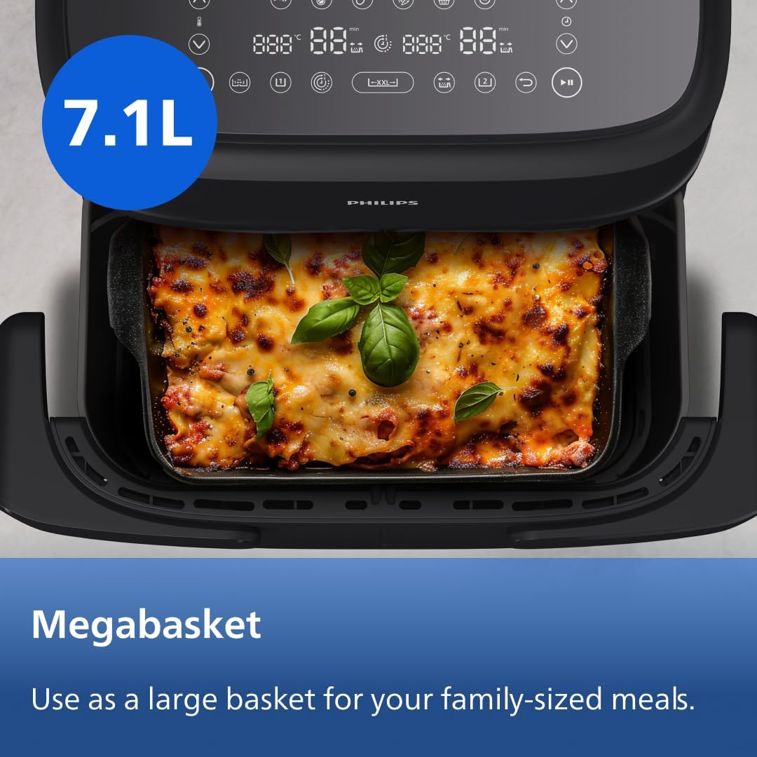 Detalle de Philips Dual Basket Airfryer 1000 Series 7.1L Mega Draw with RapidAir Technology