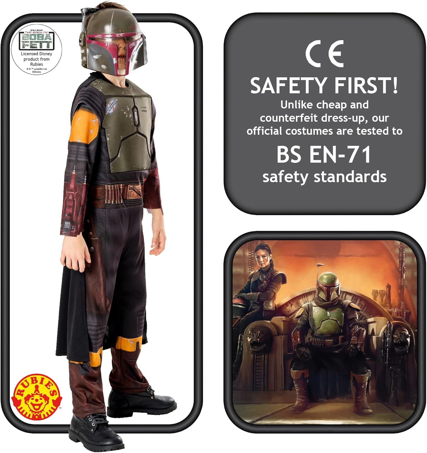Thumbnail 3 de Rubies Costume Boba Fett Deluxe per ragazzi – Tuta, mantello e maschera con stampa 3D, Licenza Star Wars