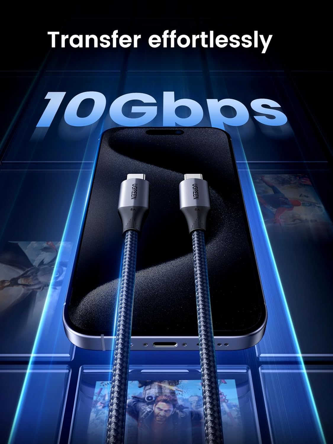 Detalle de UGREEN USB C to USB C Cable 240W, 1m