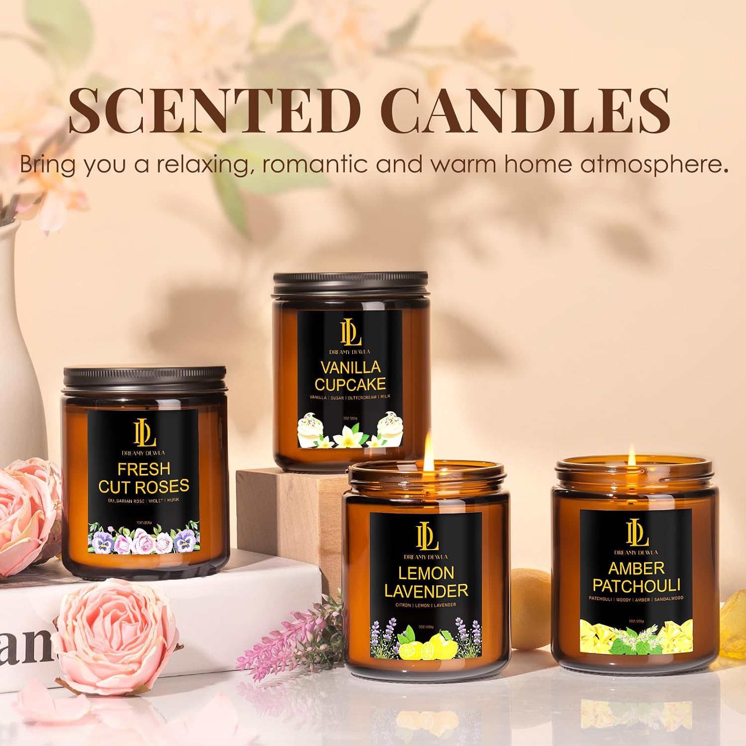Thumbnail 5 de DL DREAMY DEWLA D008-2 Lemon Lavender Soy Candle, 7 oz, 50-Hour Burn