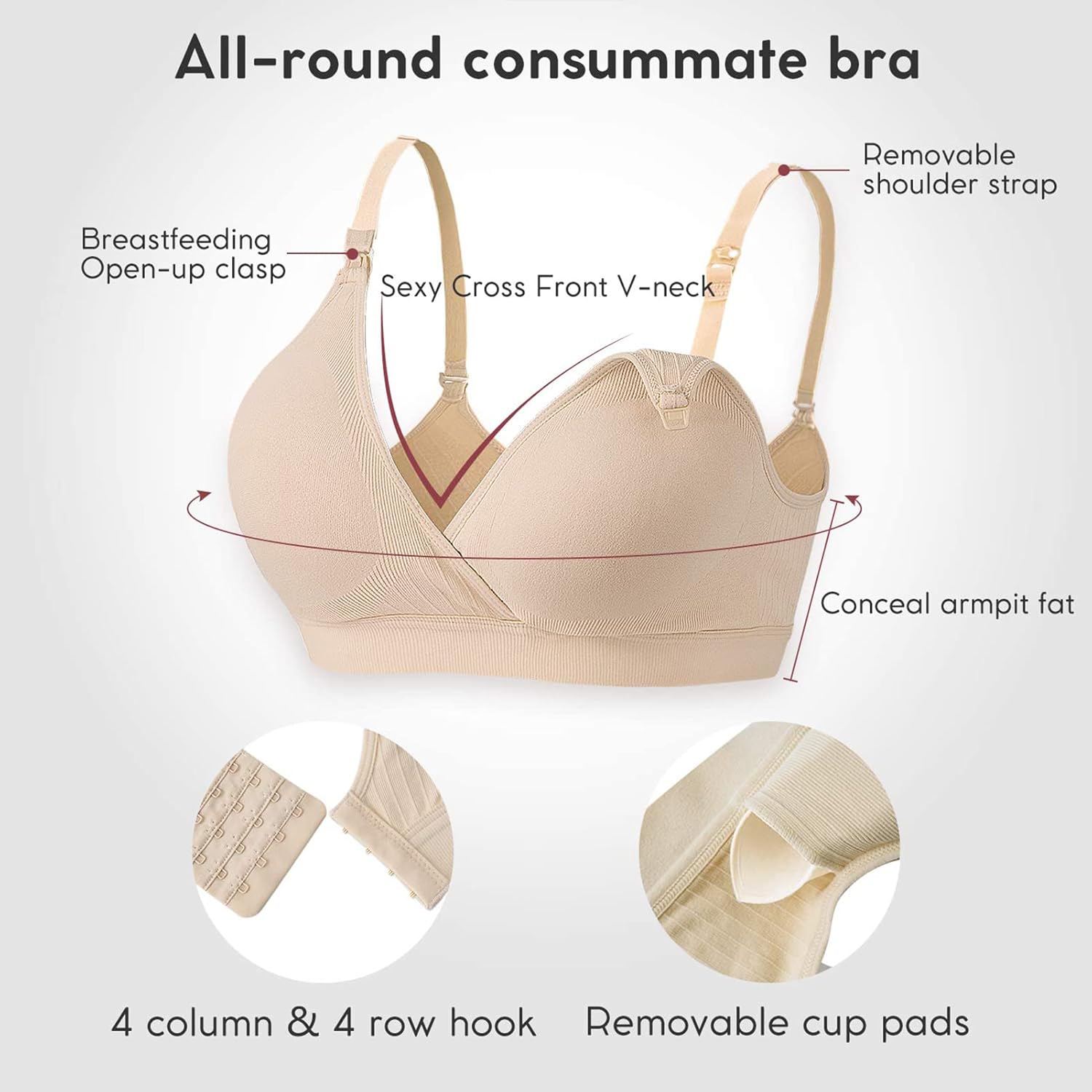 Detalle 2 de Vinfact 3 Pack Nursing Bra V Neck 3-Pack