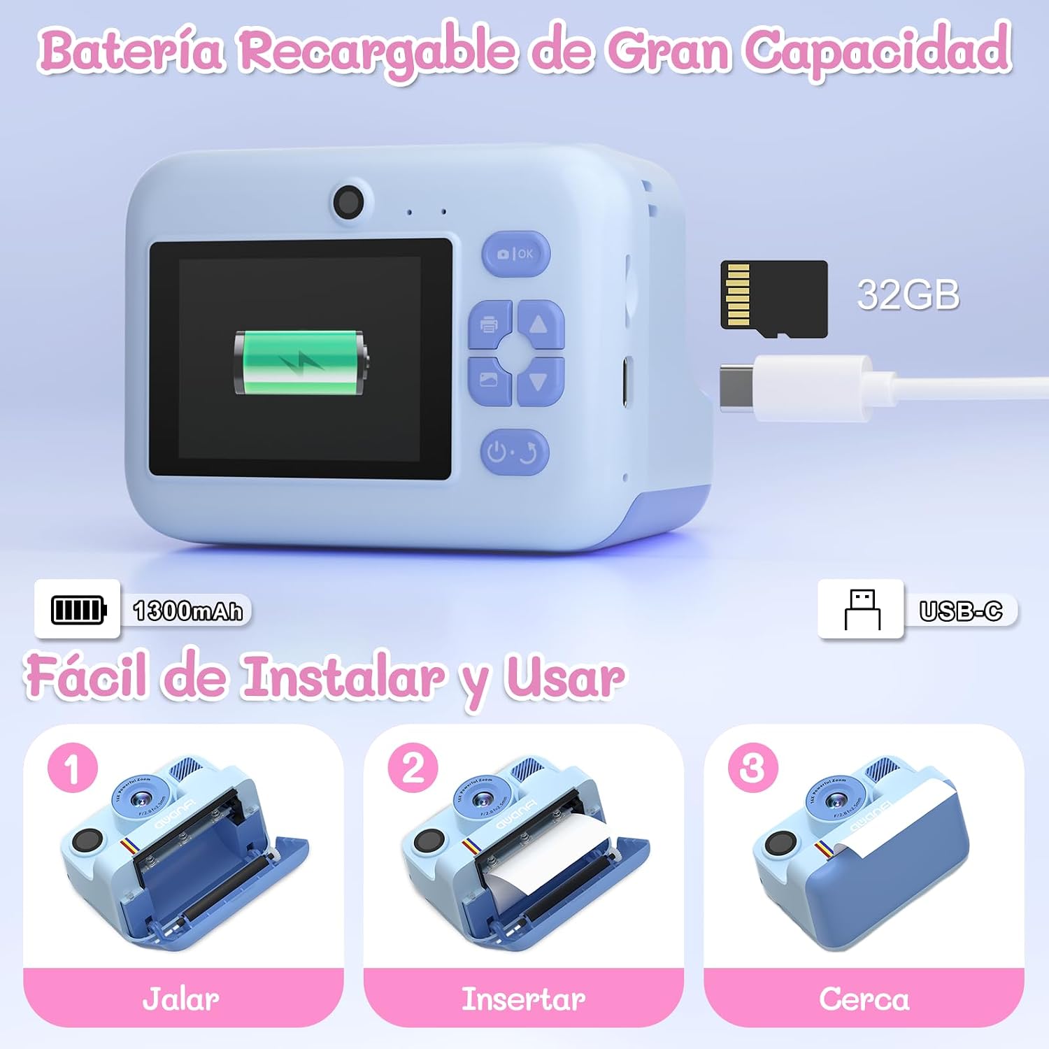 Thumbnail 6 de AWANFI Camara Fotos Infantil Instantanea 32GB