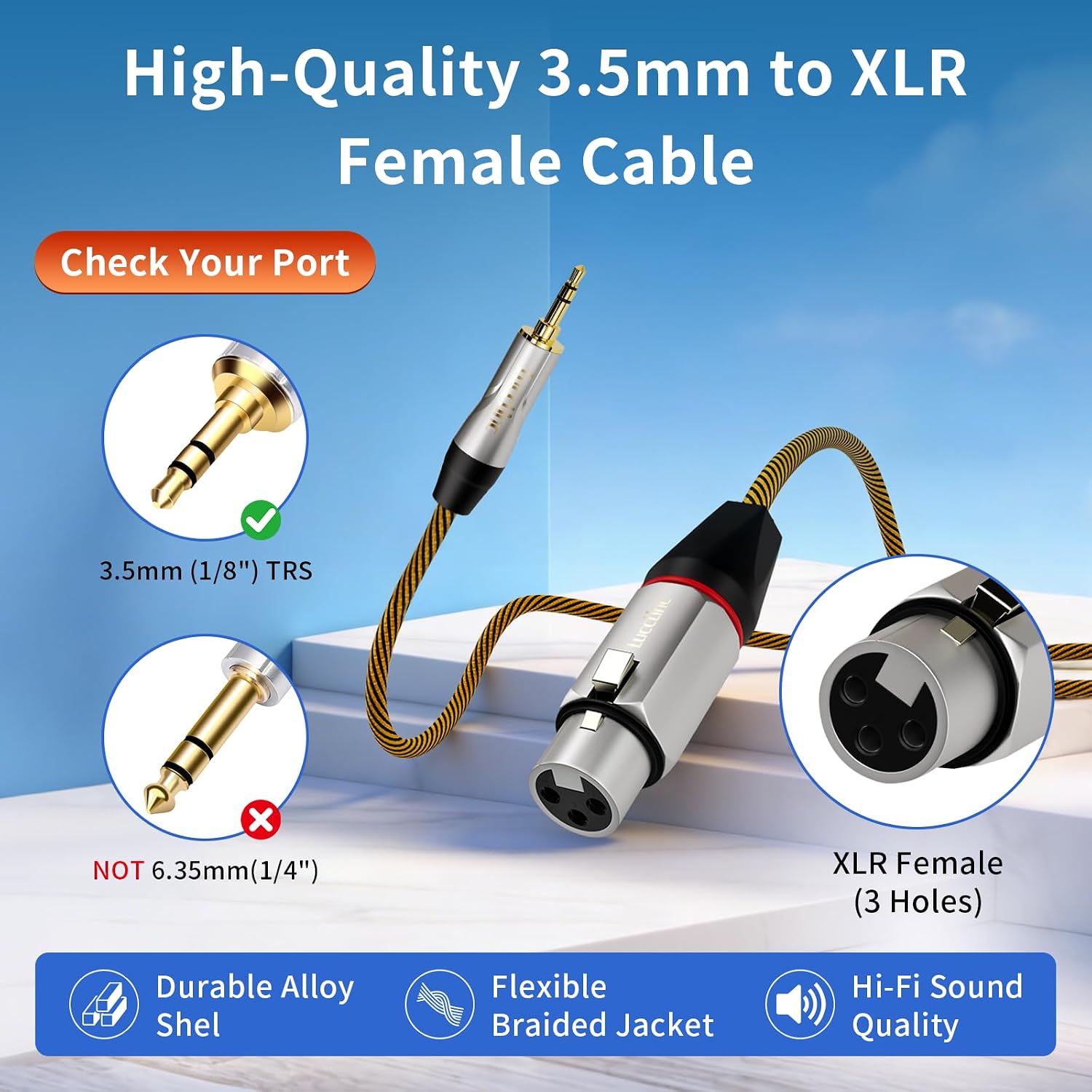Detalle 2 de LuccLinc XLR to 3.5mm audio cable, 10 ft