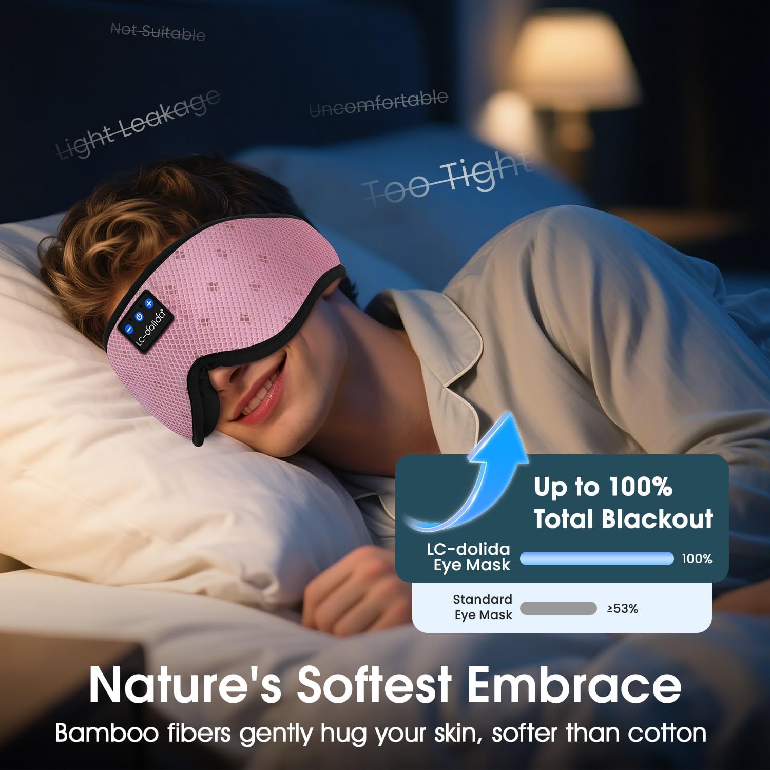 Detalle 2 de LC-dolida Schlafmaske Bluetooth V5.4 mit 15 Std.