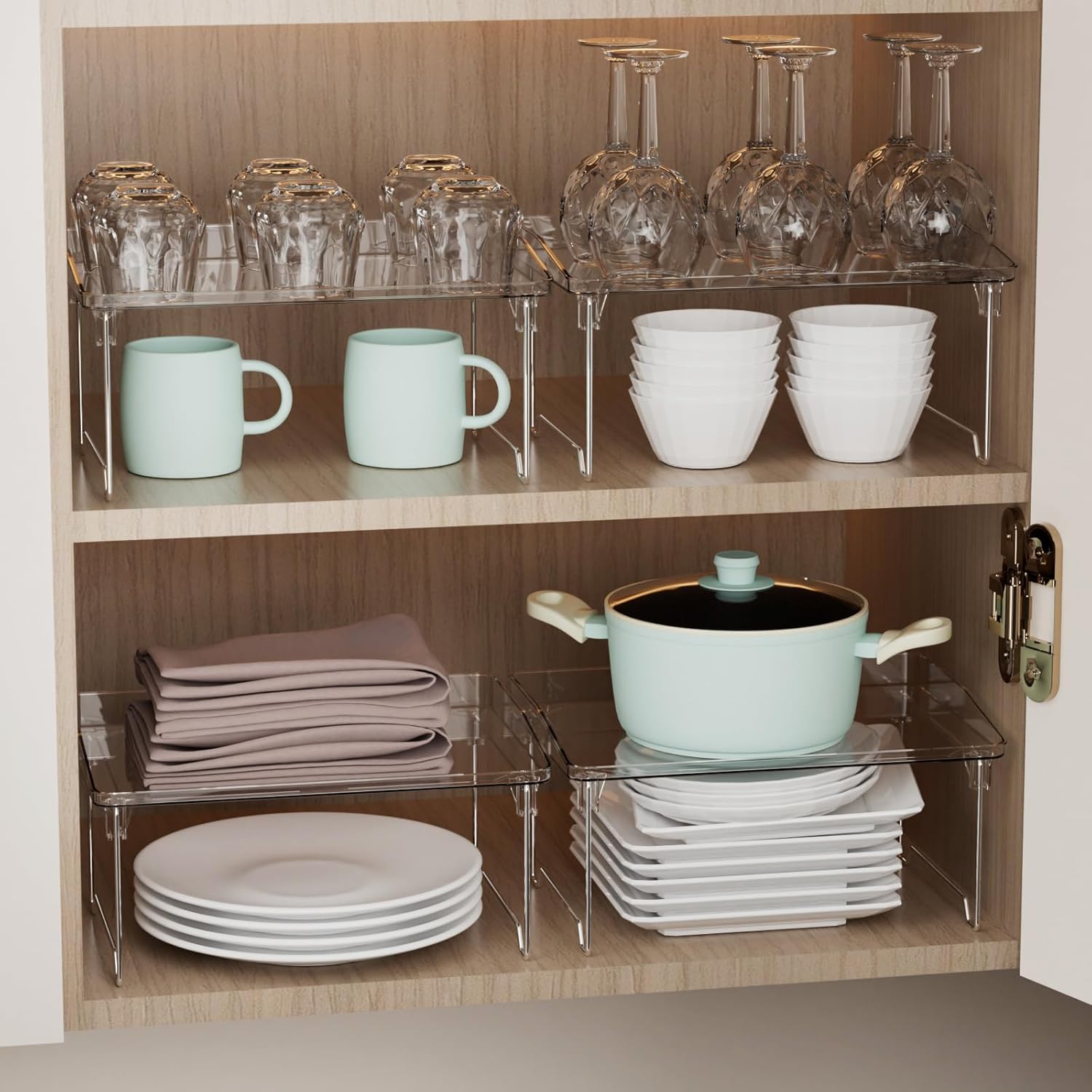 Thumbnail 2 de STARLATTA 2 Pcs Cabinet Organizer Shelf: Stackable, Clear PET & Stainless Steel Shelves for Kitchen, Bathroom, and More
