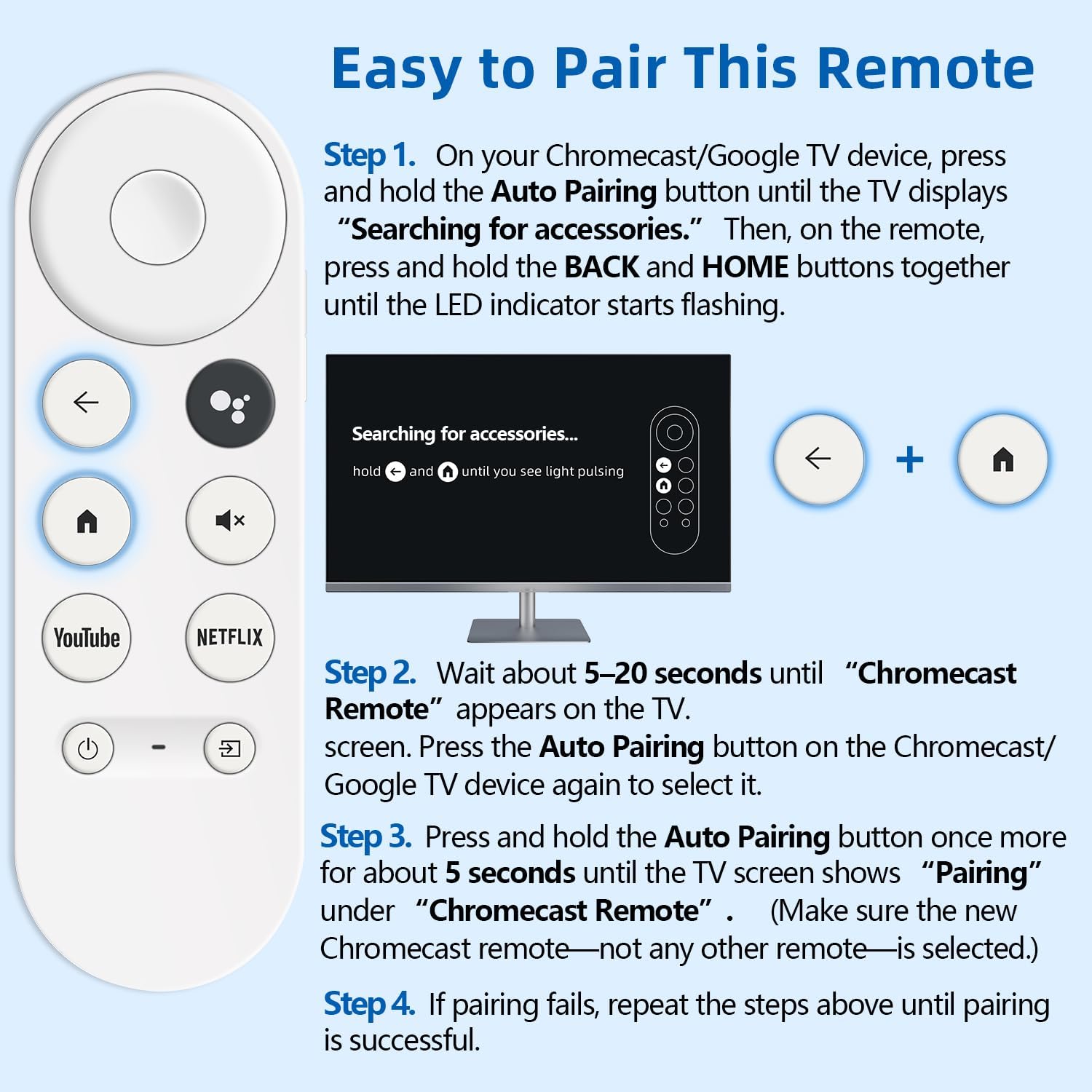 Thumbnail 5 de Replacement Remote for Chromecast with Google TV (Voice Control) — 1-Year Warranty