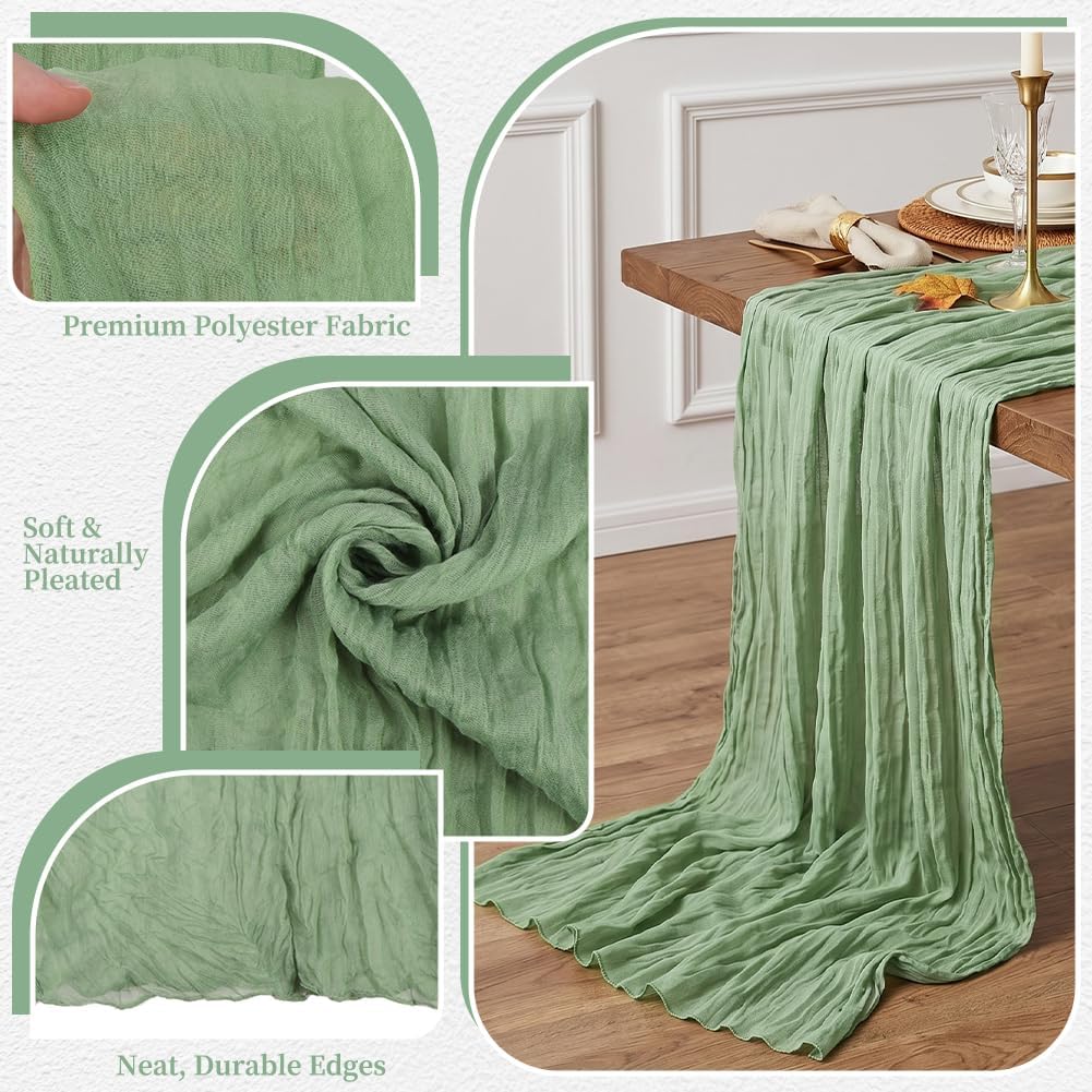 Thumbnail 2 de AOOTE 6313075 Green Gauze Table Runner, 90 x 400 cm Polyester