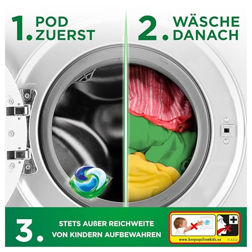 Detalle de Ariel Pods Color+ Waschmittel, 100 Wäschen – Fleck-Weg-Power ab der ersten Wäsche