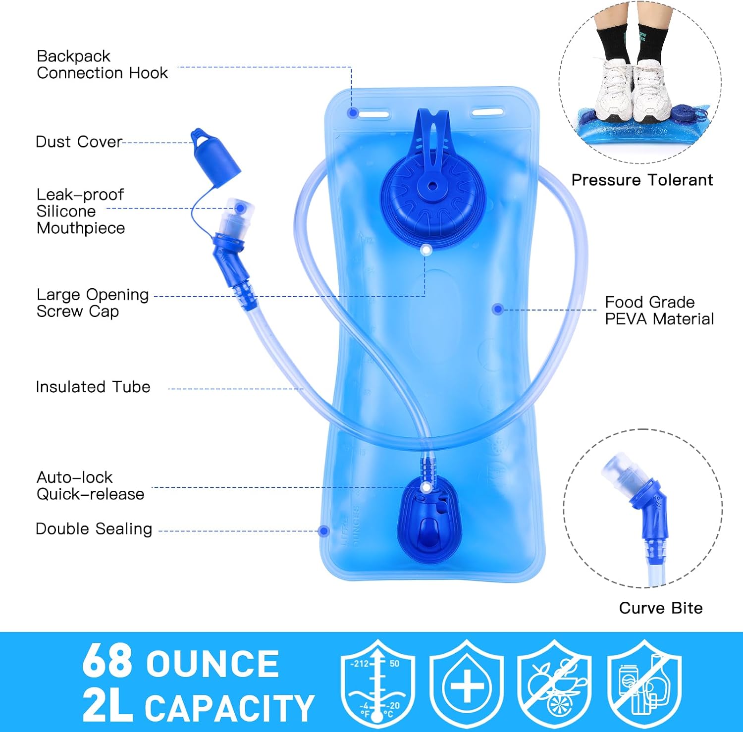 Detalle 2 de KUYOU Running Hydration Vest with 2L Insulated Water Bladder