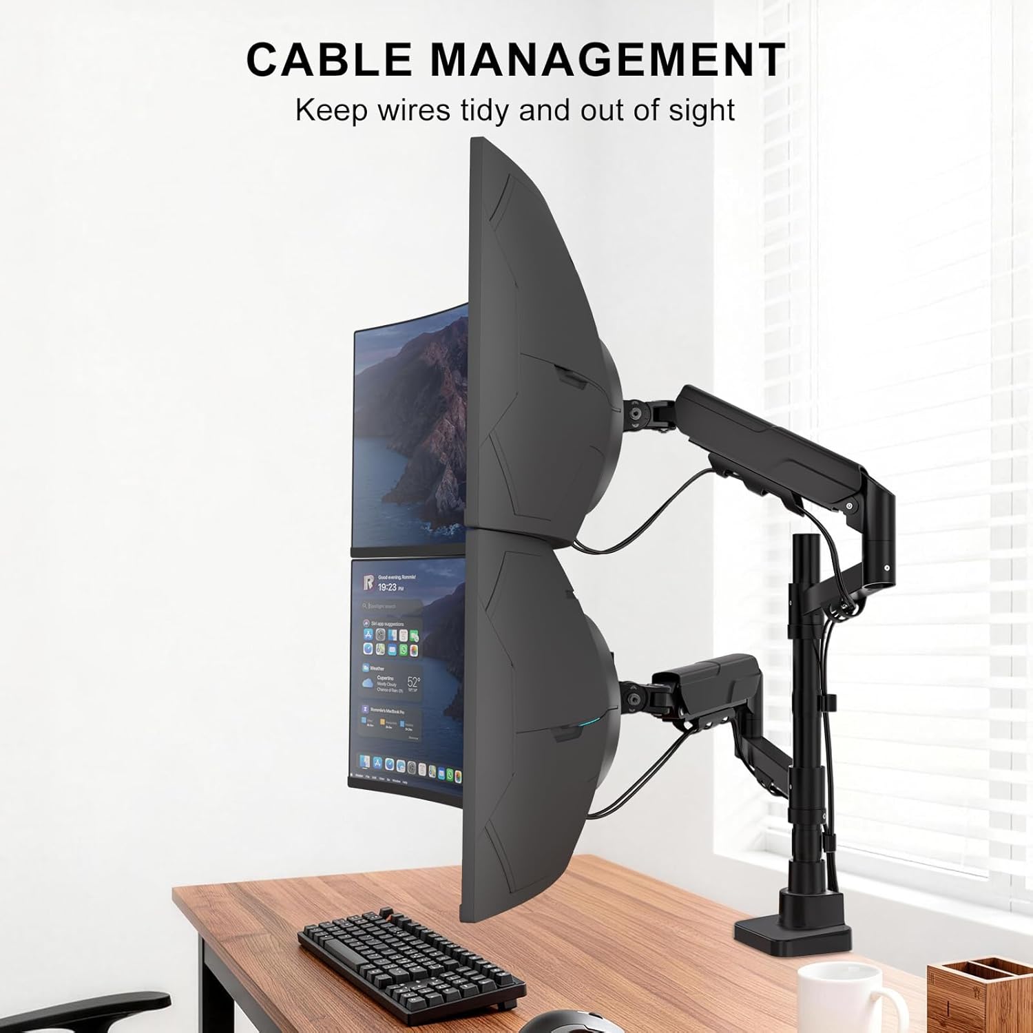 Thumbnail 6 de WALI Vertical Dual Monitor Mount for 17-49 inch Ultrawide Screens