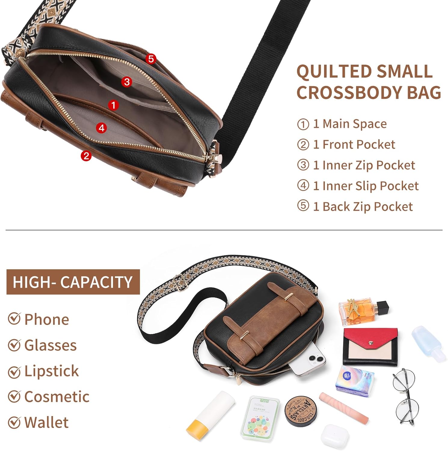 Thumbnail 2 de SENDEFN Small Crossbody Bag for Women – Leather Handbag with Adjustable Wide Strap