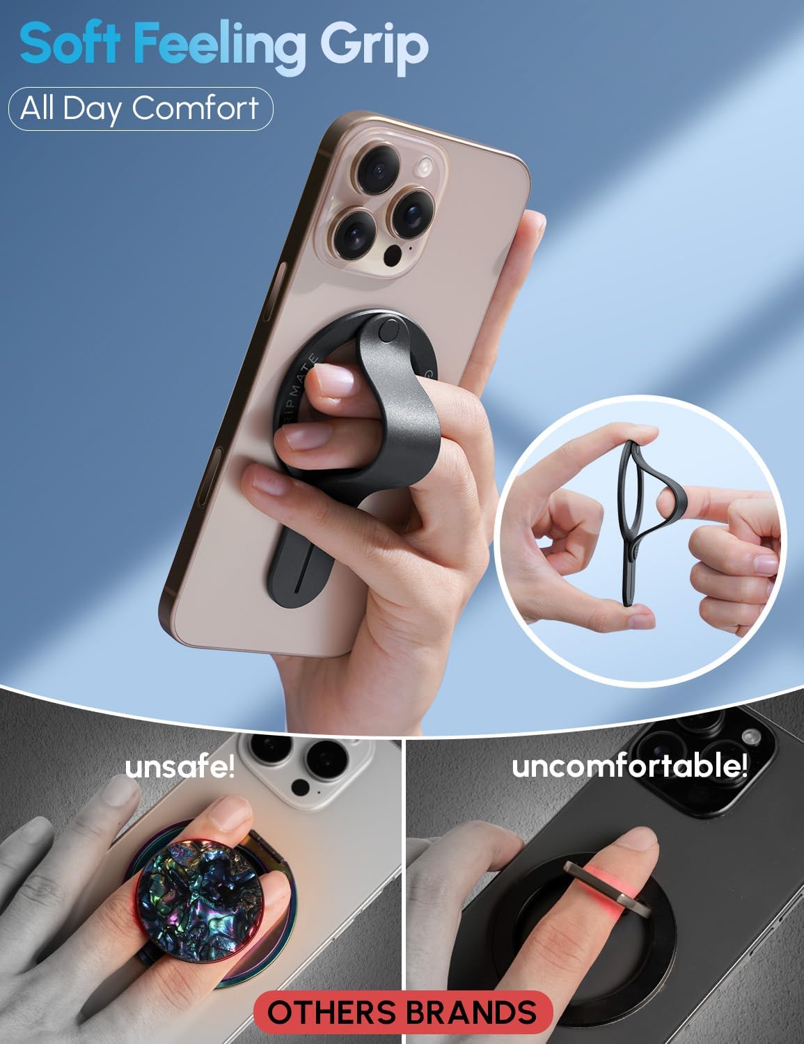 Detalle de GripMate for MagSafe Mobile Ring – Removable Magnetic Stand and Finger Grip for iPhone 16/15/14/13/12