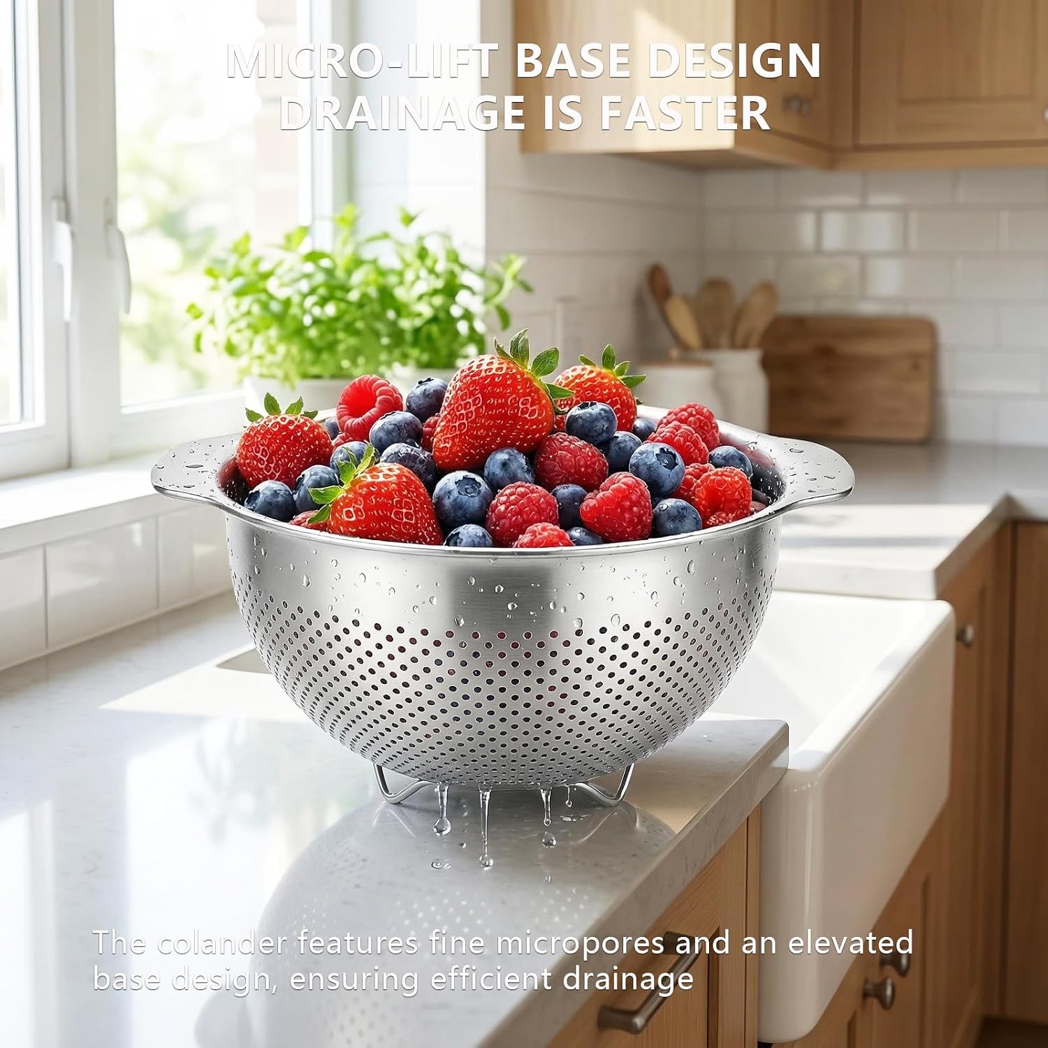 Detalle 2 de QBGSFSYG Stainless Steel Colander, 5QT