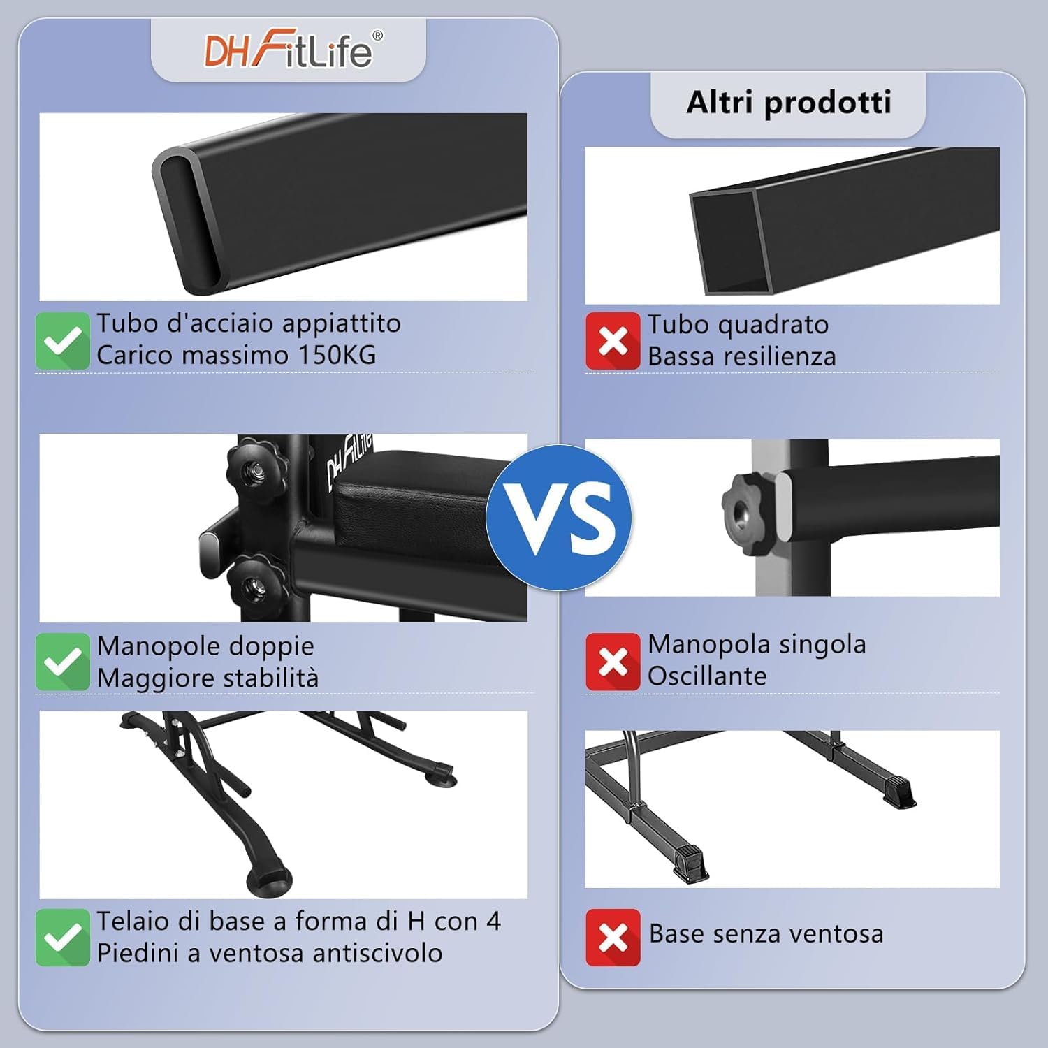 Thumbnail 5 de DH FitLife Power Tower Dip Station: stazione fitness da casa con barra per trazioni e dip