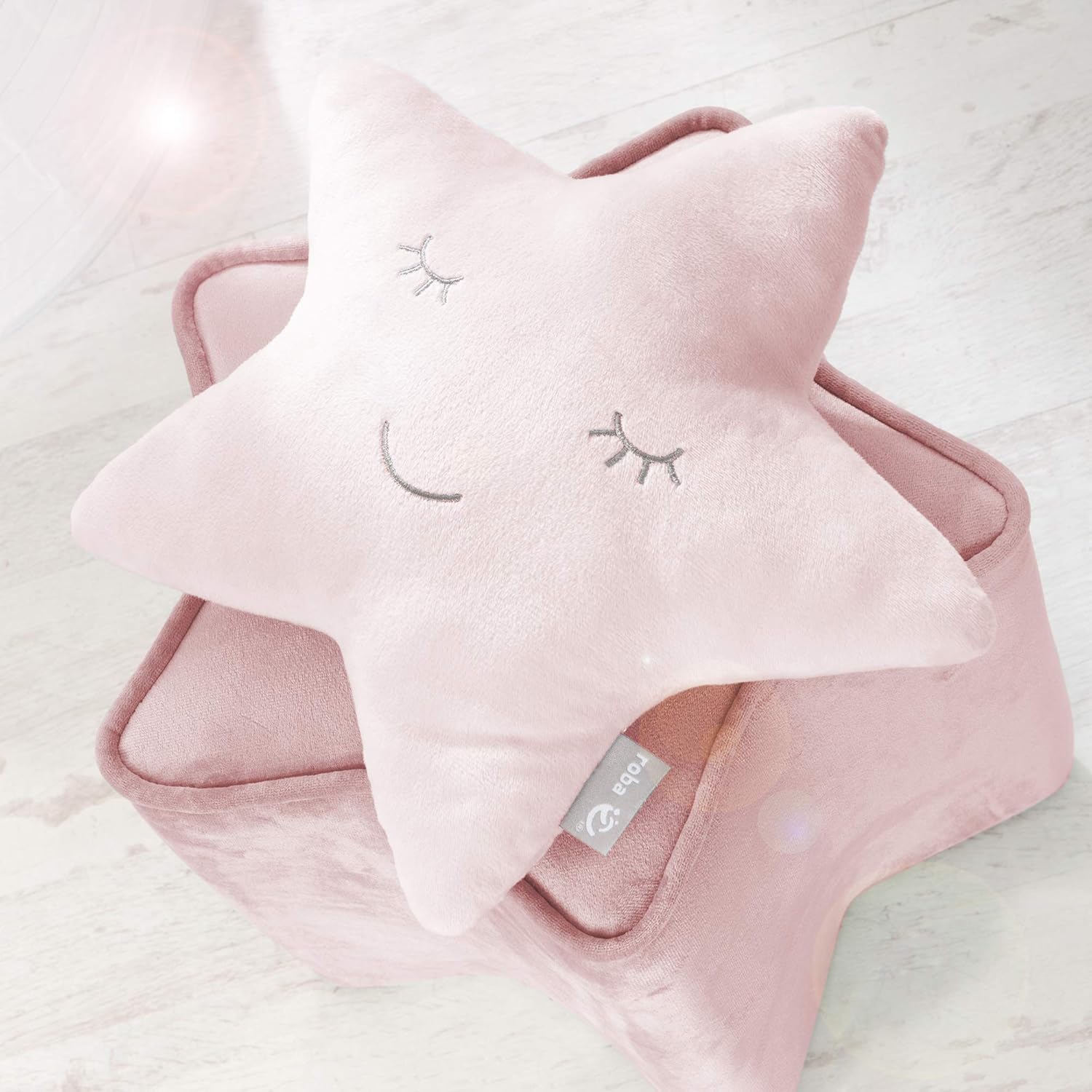 Detalle de roba Cuscino a Forma di Stella roba Style - Rosa, morbido e imbottito per la cameretta