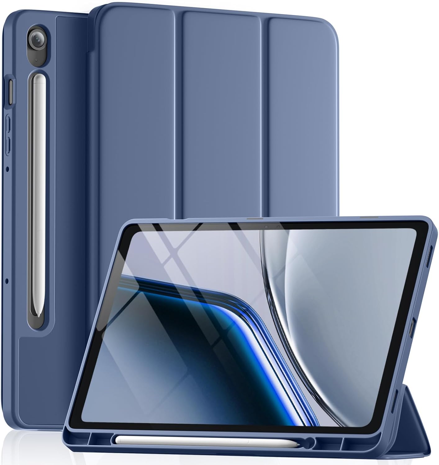 Detalle de Vobafe Schutzhülle für Samsung Galaxy Tab S10 Lite / S10 FE / S9 FE (10,9 Zoll) & S9 (11 Zoll) – mit S-Pen-Halter, Standfunktion, Auto Schlaf/Wachen, Blaugrau