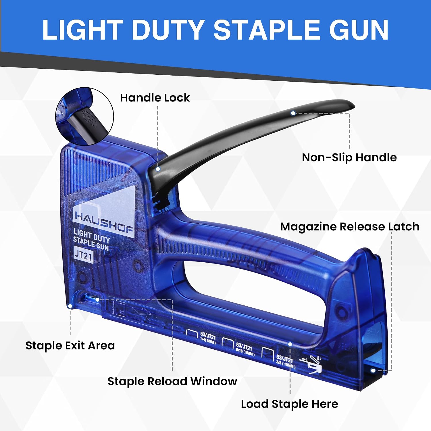 Thumbnail 5 de HAUSHOF Transparent Staple Gun Tacker Kit — Light Duty for Wood, Fabric & Decoration
