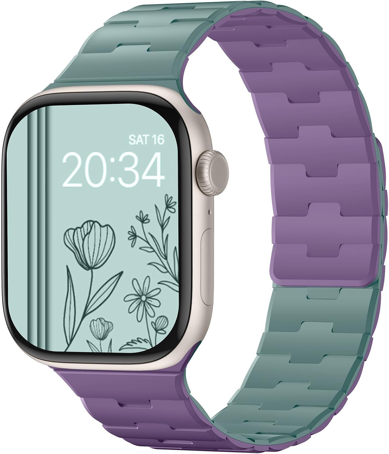 Detalle de Bandletic Dual-Sided Reversible Magnetic Strap for Apple Watch: Soft Silicone, 4 Styles in 1