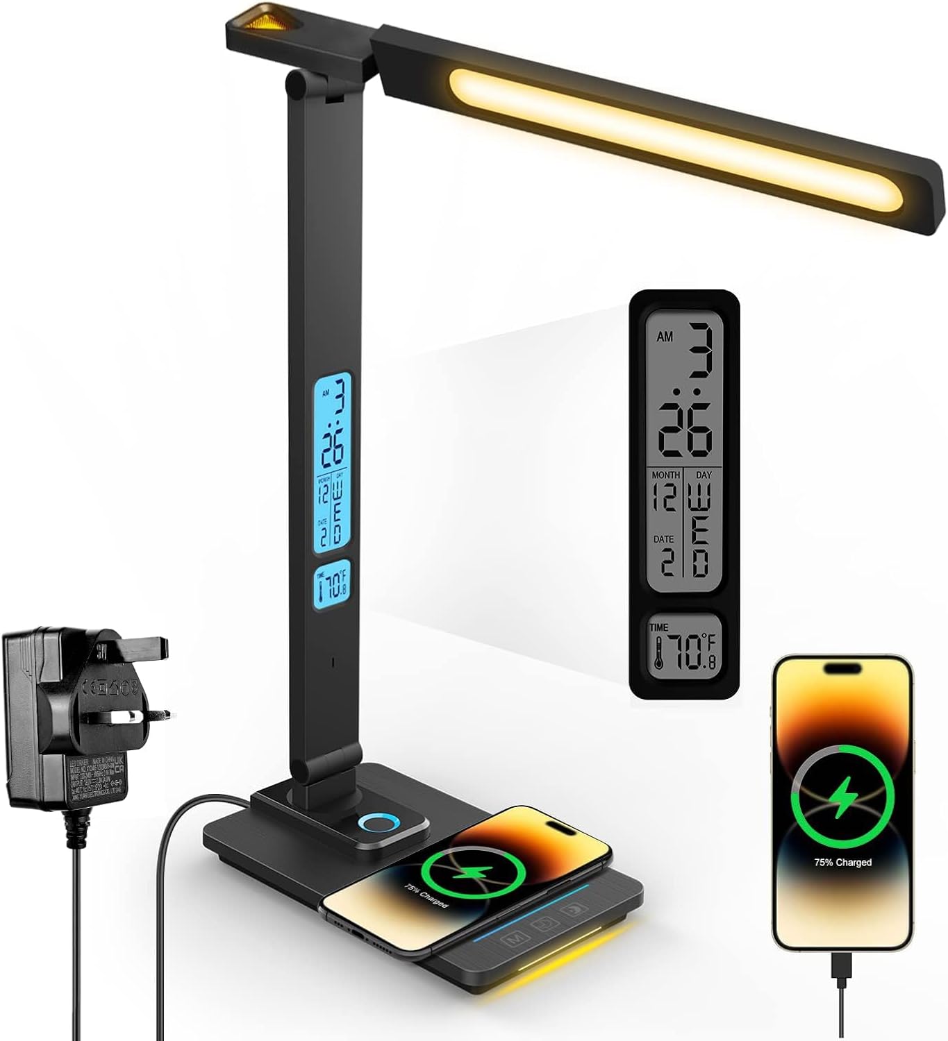 Detalle de LED desk lamp with wireless charging