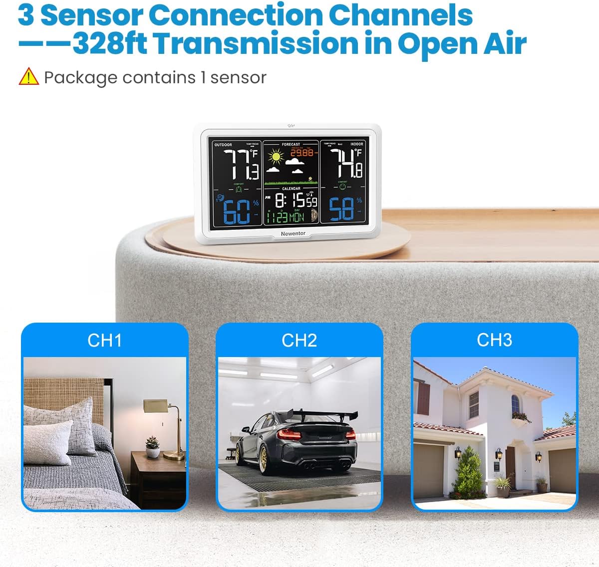 Detalle 2 de Newentor Wireless Weather Station with Atomic Clock, Forecast, and 1 Sensor