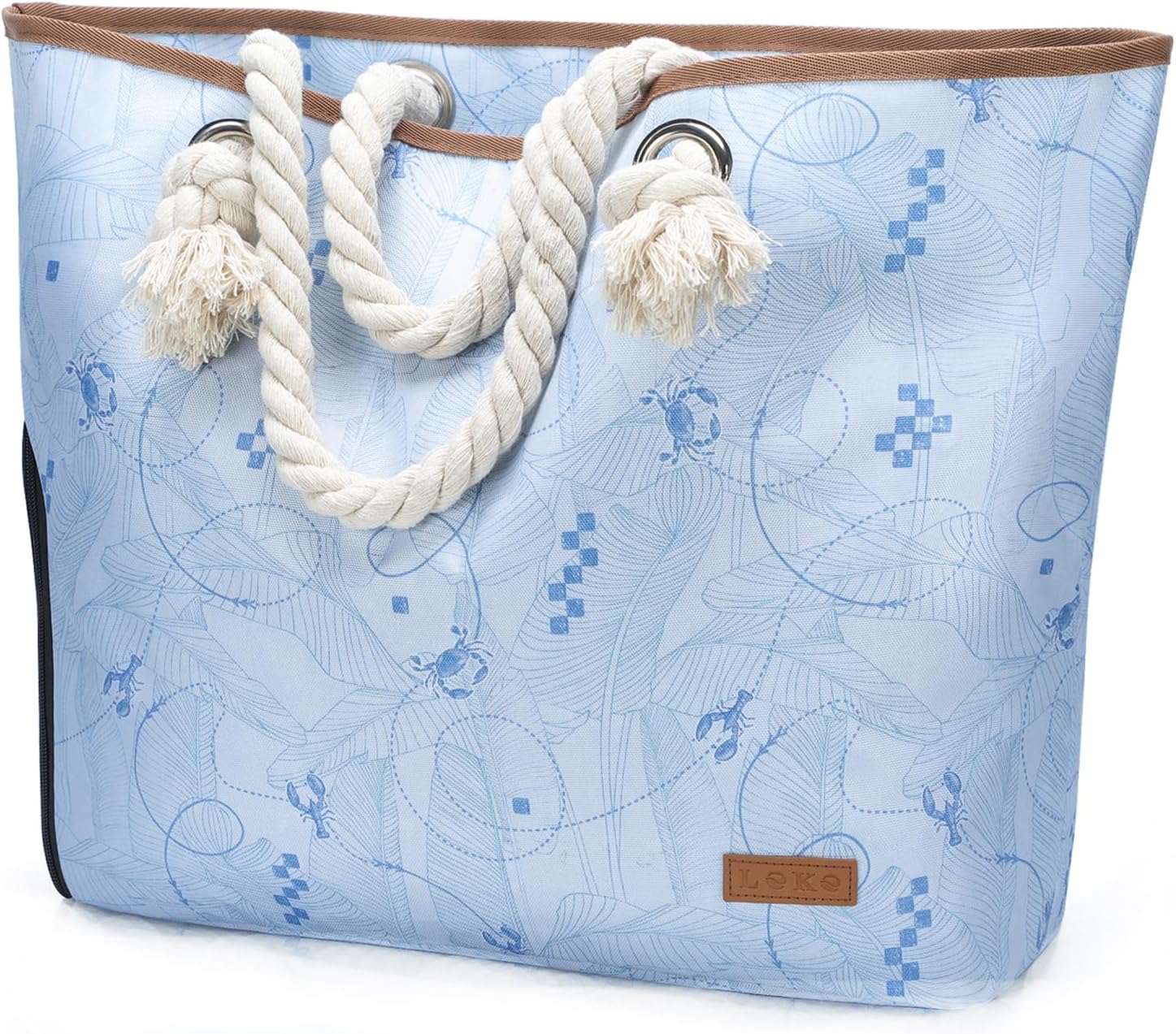 Thumbnail 6 de Lekespring Waterproof Beach Bag for Women — Stripe Tote with Zip, 30L, Off-White